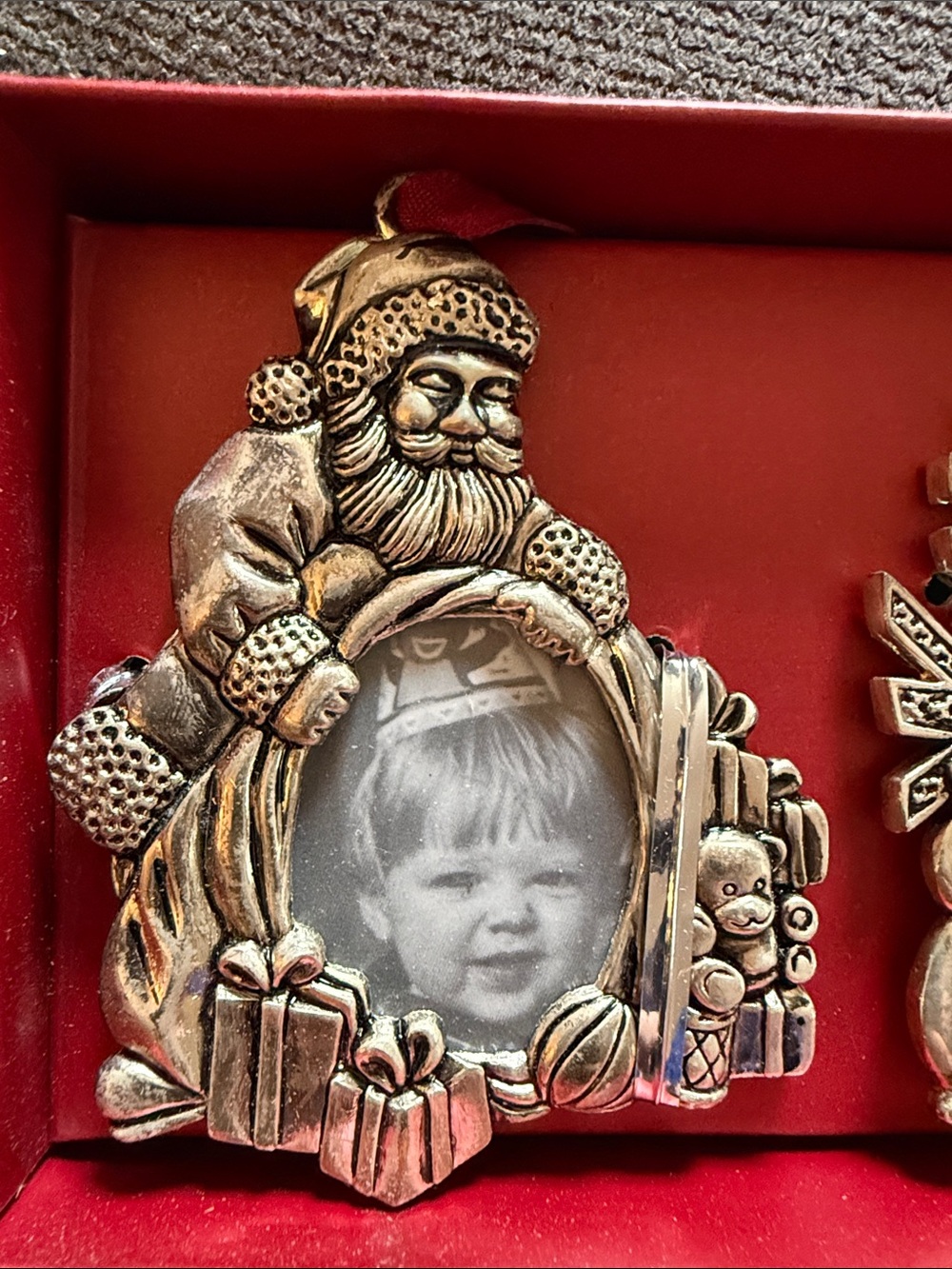 Gorham Gold-Accented Triple Picture Frame with Red Backing - Picture 3 of 6